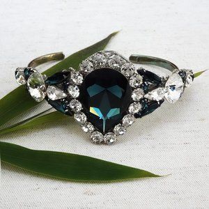 Haute Bride Hollywood Glam Blue Teardrop Cuff, Statement Bracelet, NWT